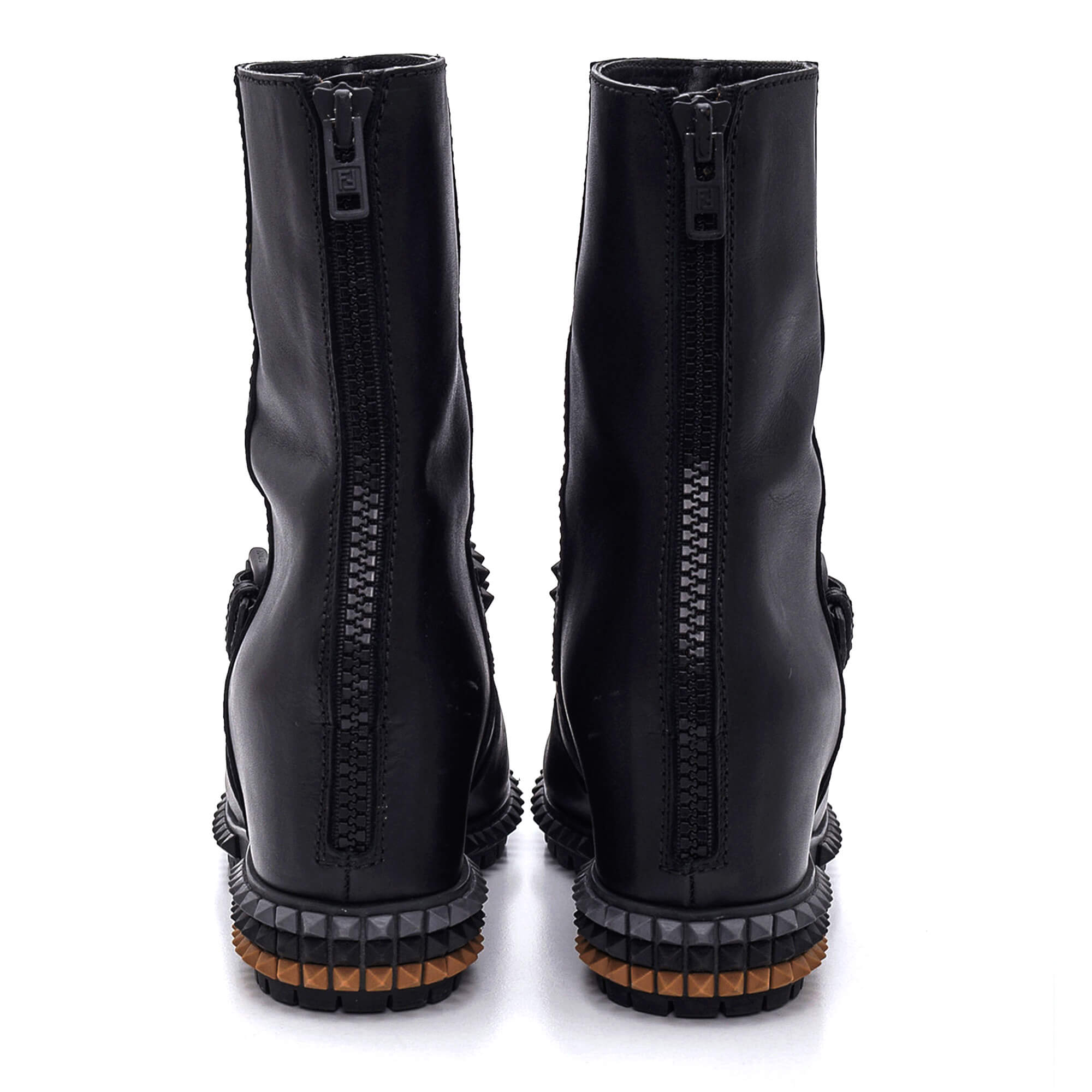 Fendi - Black Leather Stud Boots 